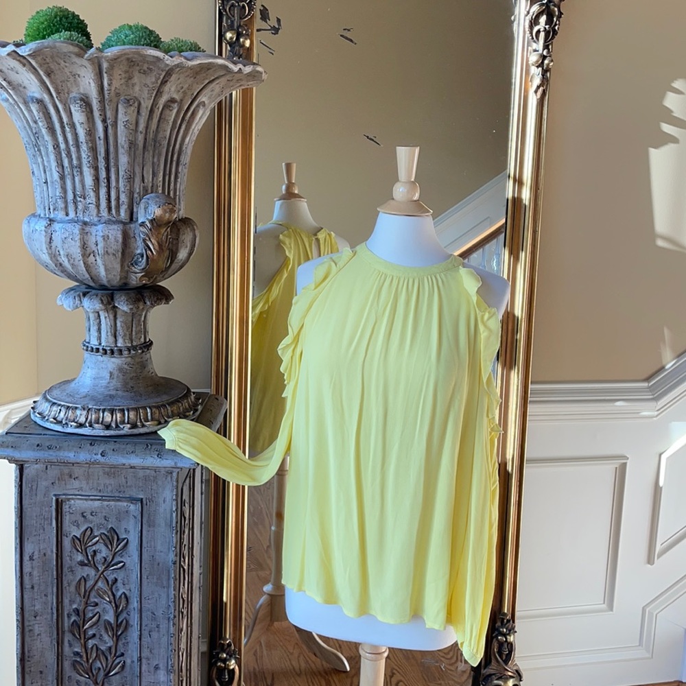 Lemon Chiffon Cold Shoulder Blouse! - image 2
